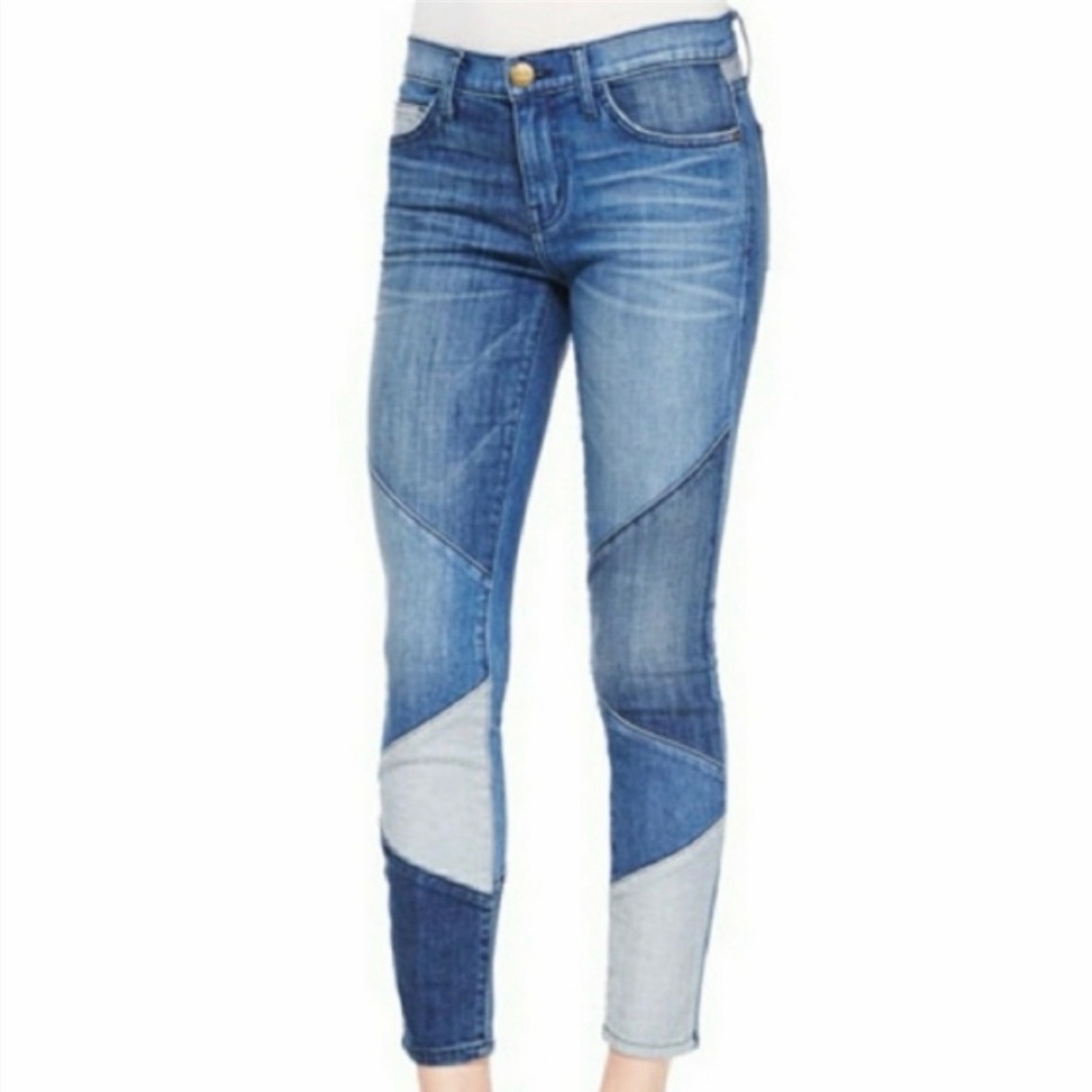 worn once! Current Elliot Blue Patchwork Jeans - image 1